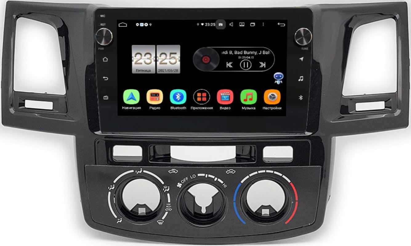 Штатная магнитола Toyota Hilux VII, Fortuner I 2005-2013 (с кондиционером) LeTrun BPX409-9414 на Android 10 (4/32, DSP, IPS, с голосовым ассистентом, с крутилками) (+ Камера заднего вида в подарок!)