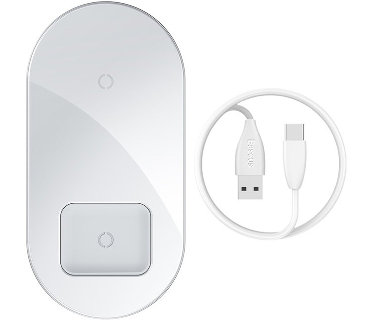 Беспроводное зарядное устройство Baseus Simple 2in1 Wireless Charger Pro Edition (Белая)