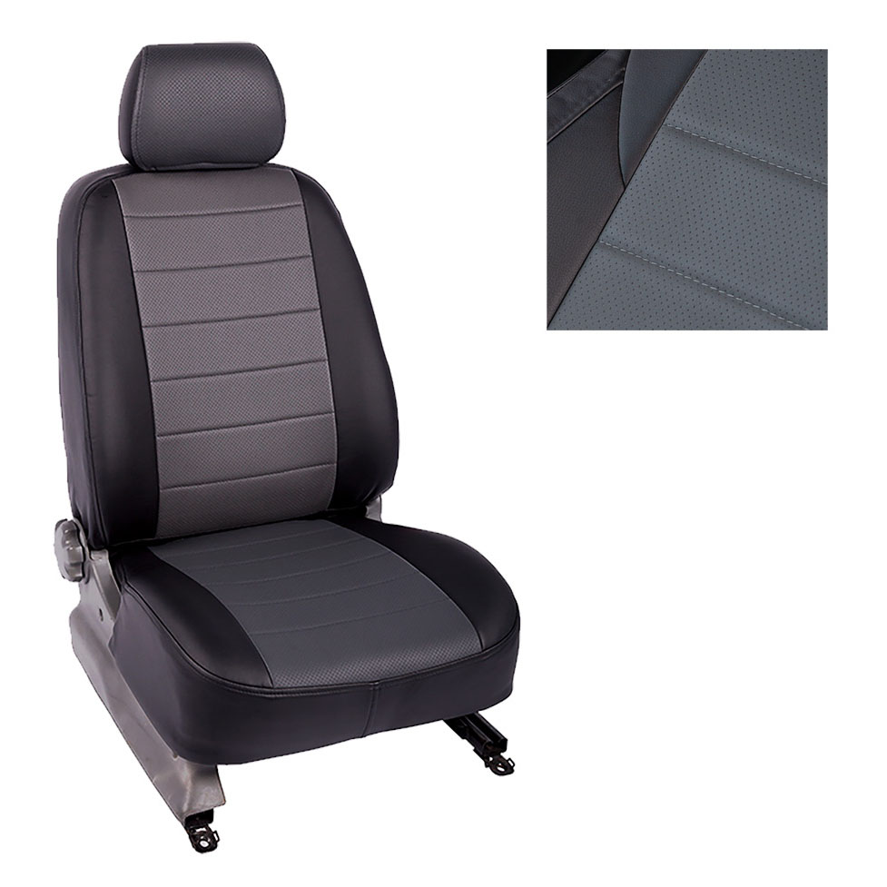 Чехлы из экокожи Seintex для Hyundai Getz GL 2005-2011 (серо-черные, 89924)