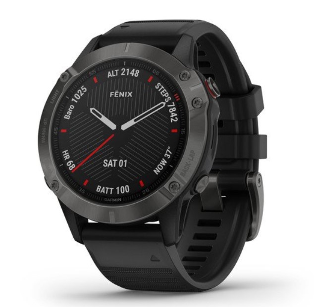 Умные часы Garmin Fenix 6 Sapphire серый DLC с черным ремешком