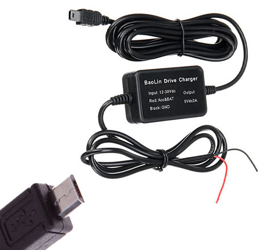 Кабель прямого подключения видеорегистратора c 12-24 В на 5 В micro USB