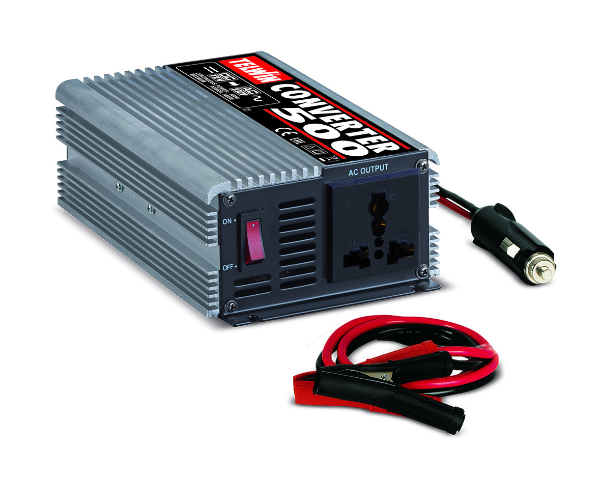 Преобразователь напряжения автомобильный Telwin CONVERTER 500 (12В > 220В, 500Вт, 2USB)