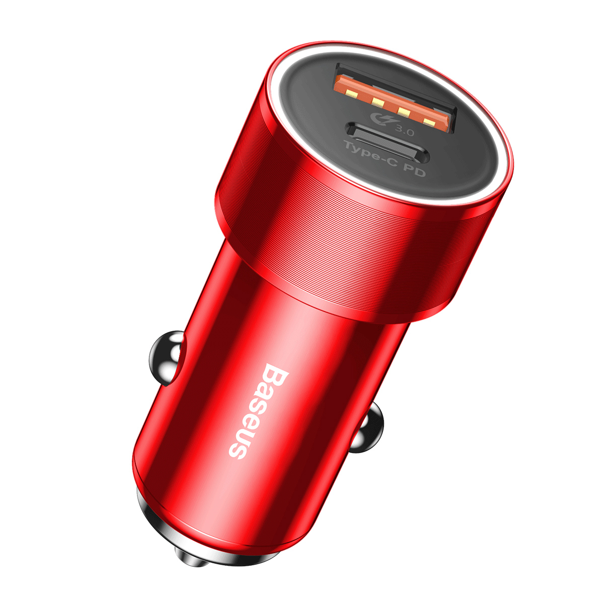 Автомобильное зарядное устройство Baseus Small Screw Type-C PD+USB Quick Charge Car Charger 36W red