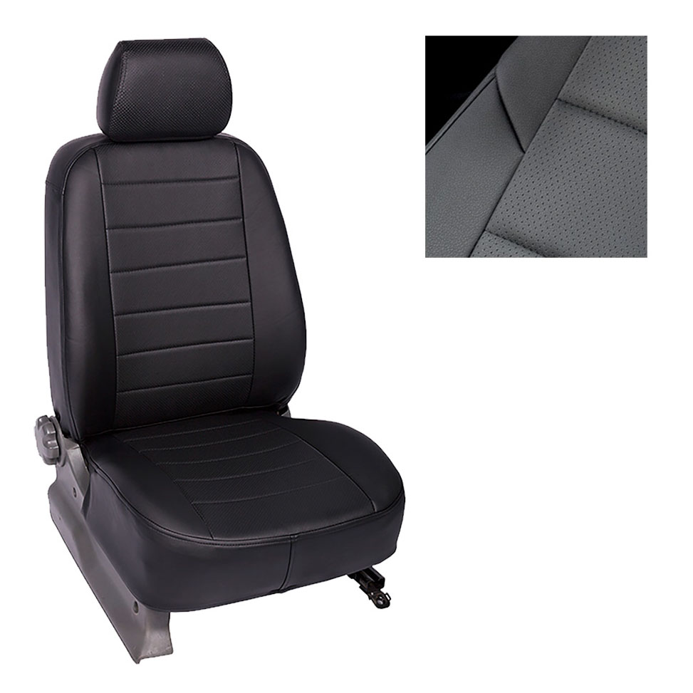Чехлы из экокожи Seintex для Hyundai Santa Fe classic 2000-2006 (черные, 85688)
