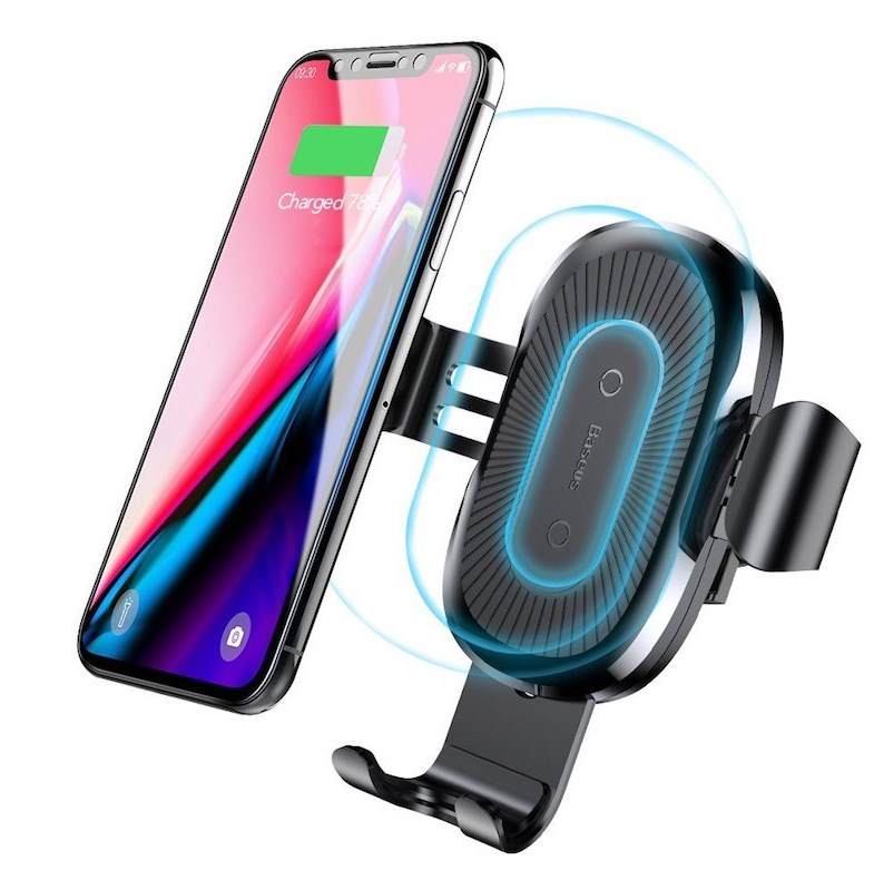 Держатель с беспроводной зарядкой Baseus Wireless Charger Gravity Car Mount Black