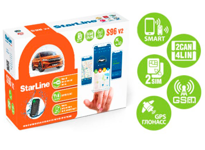 Автосигнализация StarLine S96 v2 2CAN4LIN 2SIM GSM GPS
