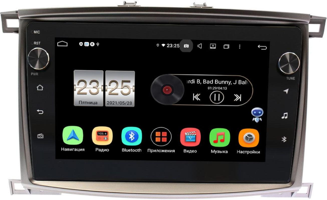 Штатная магнитола Toyota LC 100 2002-2007 (для авто с монитором) LeTrun BPX410-1181 на Android 10 (4/32, DSP, IPS, с голосовым ассистентом, с крутилками) (+ Камера заднего вида в подарок!)