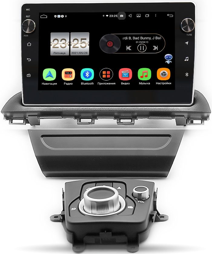 Штатная магнитола Mazda 3 III 2013-2018 LeTrun BPX409-781 на Android 10 (4/32, DSP, IPS, с голосовым ассистентом, с крутилками) (+ Камера заднего вида в подарок!)