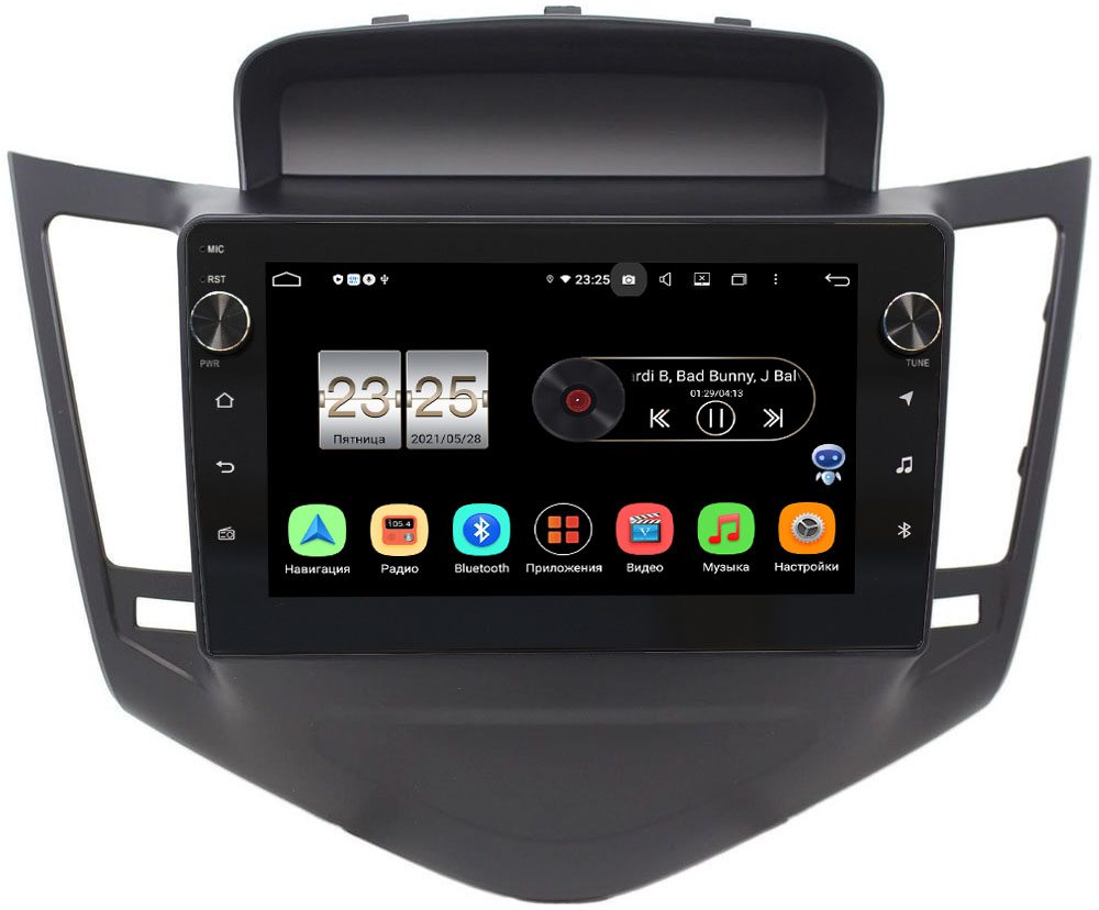 Штатная магнитола LeTrun BPX609-9010 для Chevrolet Cruze I 2009-2012 (черная) на Android 10 (4/64, DSP, IPS, с голосовым ассистентом, с крутилками) (+ Камера заднего вида в подарок!)