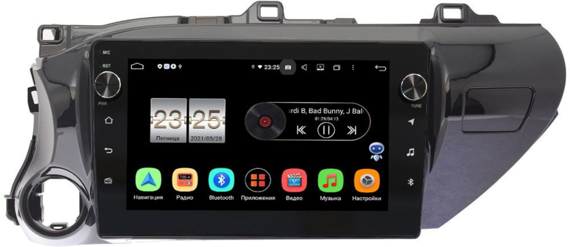 Штатная магнитола Toyota Hilux VIII 2015-2021 LeTrun BPX410-1056 на Android 10 (4/32, DSP, IPS, с голосовым ассистентом, с крутилками) (для любой комплектации) (+ Камера заднего вида в подарок!)