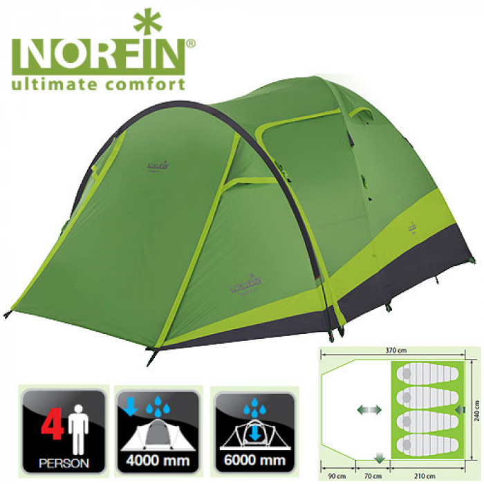 Палатка кемпинговая 4-х местная Norfin RUDD 3+1 NF SALMO (NF-10202)