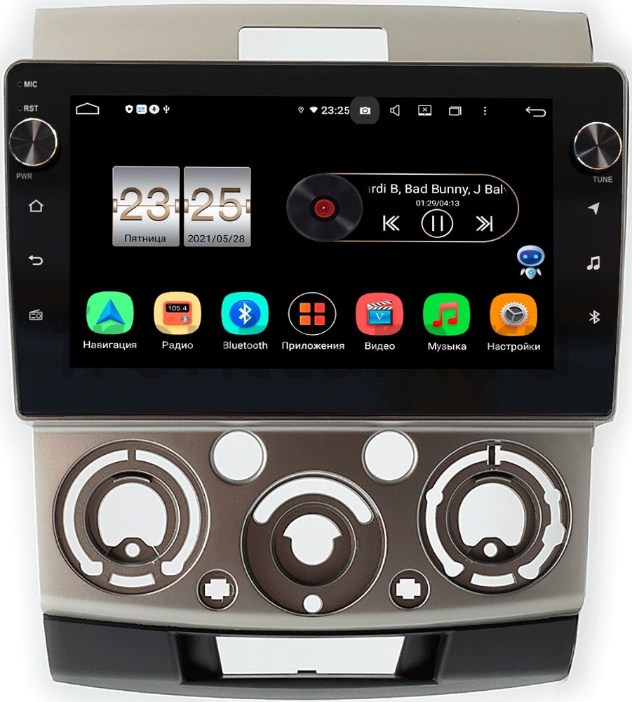 Штатная магнитола Ford Ranger II 2006-2012 (бронза) LeTrun BPX409-417 на Android 10 (4/32, DSP, IPS, с голосовым ассистентом, с крутилками) (+ Камера заднего вида в подарок!)