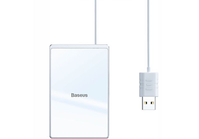 Беспроводная зарядка Baseus Card Ultra-thin Wireless Charger 15W (with USB cable 1m) Silver+White