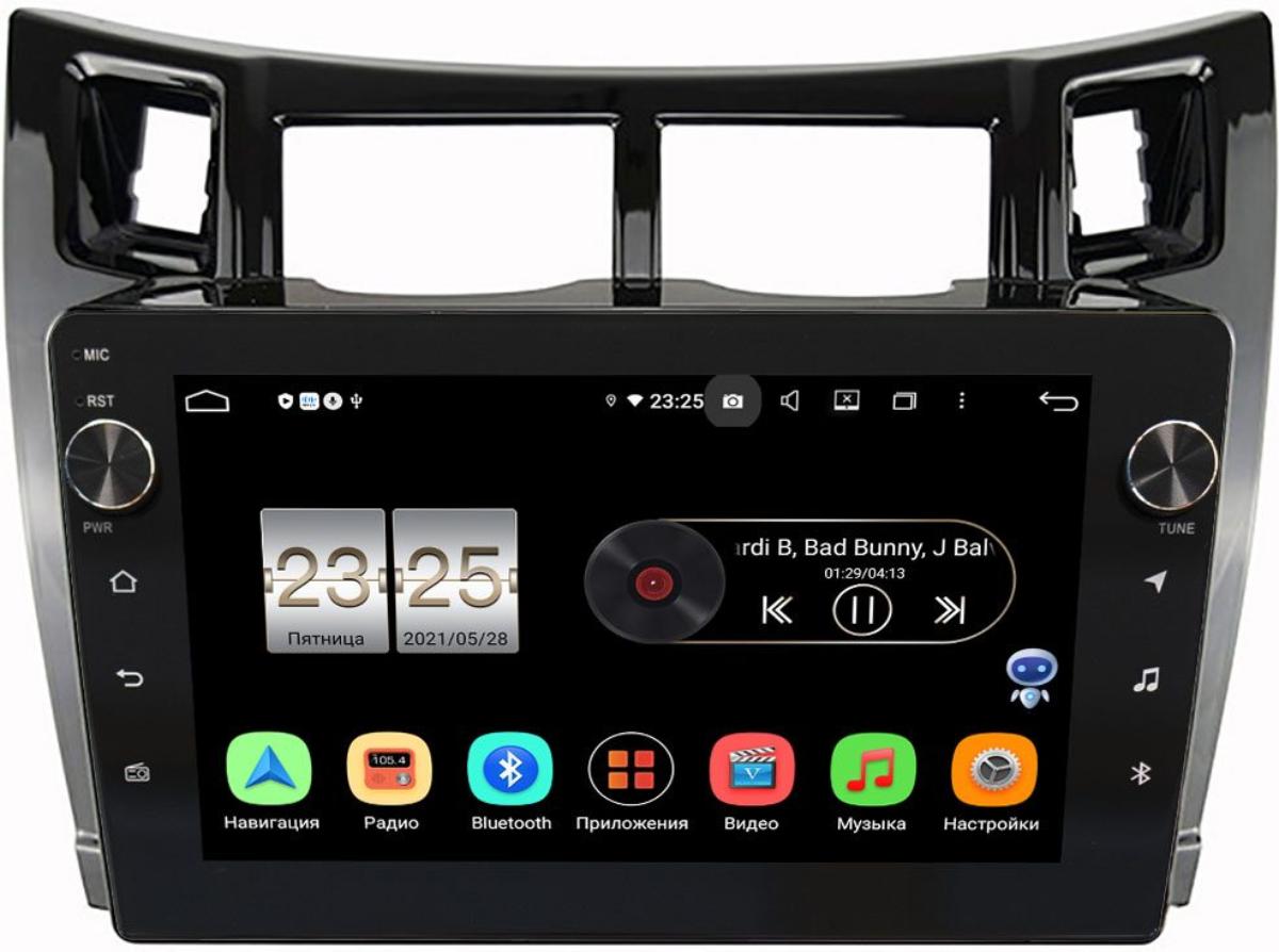 Магнитола Toyota Yaris II (XP90) 2005-2010, Vitz II (XP90) 2005-2010 (черная, глянец) LeTrun BPX609-172 на Android 10 (4/64, DSP, IPS, с голосовым ассистентом, с крутилками) (+ Камера заднего вида в подарок!)