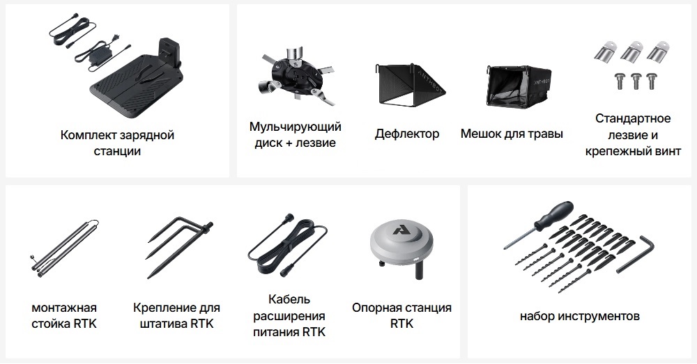 Робот-газонокосилка ANTHBOT N8 с GPS и автоматическим сбором травы - комплектация