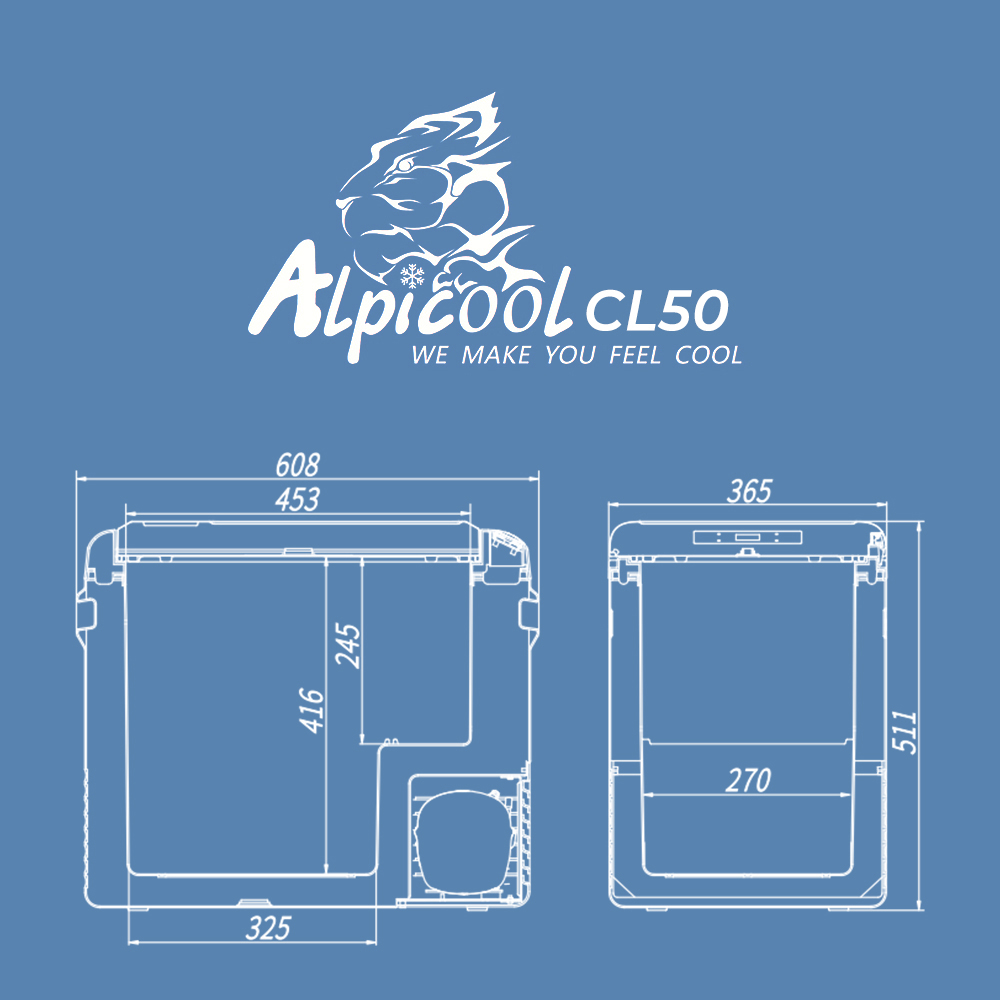 Автохолодильник Alpicool CL50 (12/24) габариты и внутренние размеры