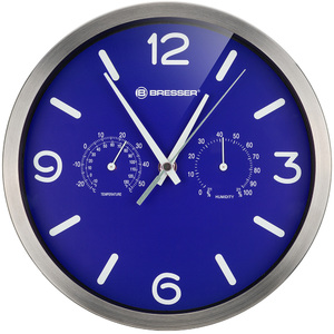 Часы настенные Bresser MyTime ND DCF Thermo/Hygro, 25 см, синие, фото 2