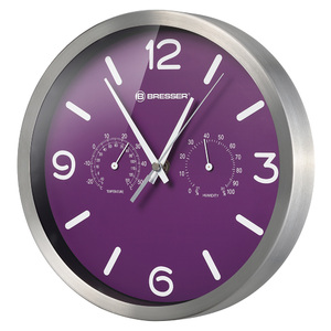 Часы настенные Bresser MyTime ND DCF Thermo/Hygro, 25 см, фиолетовые, фото 1