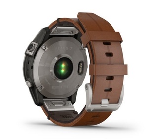 Умные часы Garmin Fenix 7 Sapphire Solar титановый серый с коричневым кожаным ремешком, фото 10