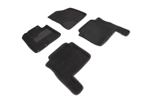 Ворсовые 3D коврики в салон Seintex для Hyundai Santa Fe II рест 2010-2012 (черные)