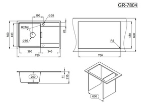 Мойка для кухни GRANULA 7804 (GR-7804 турмалин), фото 3