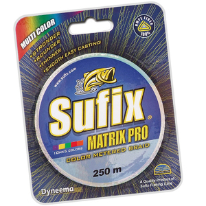 Леска плетеная SUFIX Matrix Pro разноцвет. 250м 0.18мм 13.5кг