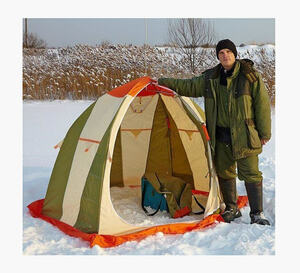 Палатка для зимней рыбалки Митек Нельма-1 (оранжевый-бежевый/хаки), фото 14