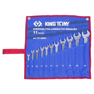 Набор комбинированных ключей, 8-24 мм, чехол из теторона, 11 предметов KING TONY 1211MRN, фото 1
