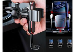 Автомобильный держатель для телефона в дефлектор Baseus Metal Age Gravity - Серый (SUYL-D0G), фото 7