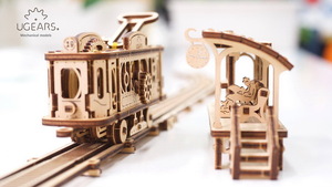 Механический деревянный конструктор Ugears Трамвайная линия, фото 8