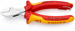 X-Cut Бокорезы VDE, 160 мм, хром, 2-комп диэлектрические ручки, коробчатый шарнир, проушина для страховки KNIPEX KN-7306160T, фото 1