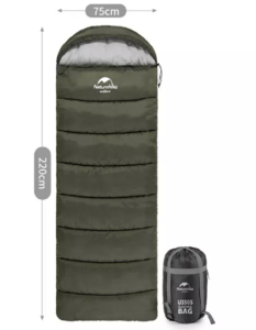 Мешок спальный Naturehike U350, (190х30)х75 см, (левый) (ТК: +1C), темно-зеленый NH20MSD07-AGRU350-L, фото 6