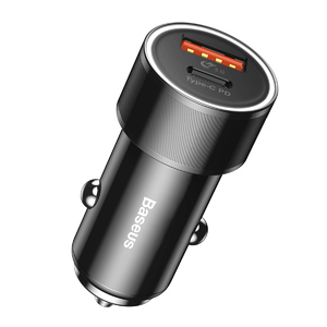 Автомобильное зарядное устройство Baseus Small Screw Type-C PD+USB Quick Charge Car Charger 36W Black, фото 1