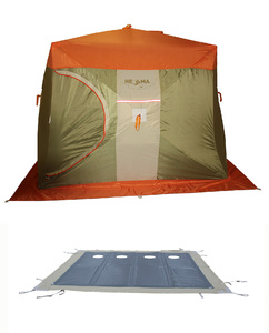 Палатка Митек Нельма Куб 3 (Оранж-беж/Хаки) + пол с 4 лунками