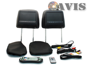 Комплект подголовников с DVD и мониторами 7 дюймов Avel AVS0733T + AVS0734BM (Черный), фото 4