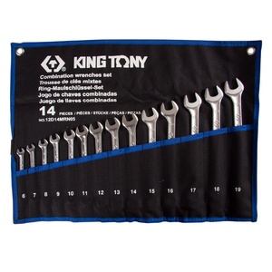 Набор комбинированных ключей KING TONY 6-19 мм, чехол из теторона, 14 предметов 12D14MRN05, фото 1