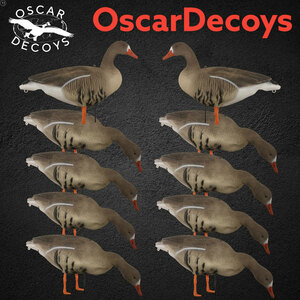 Чучело Гусь Белолобый набор 10 шт (8+2) OSCAR DECOYS Speckbelly Goose мягкий пластик, фото 1