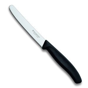 Нож Victorinox столовый, лезвие 11 см, серрейторная заточка, черный