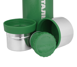 Термос Biostal Охота (0,75 литра), 2 чашки, зеленый, фото 3