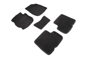 Ворсовые 3D коврики в салон Seintex для Nissan Almera IV 2013-н.в. (черные)