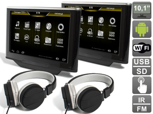 Комплект универсальных навесных мониторов на подголовник с диагональю 10.1" AVEL Electronics AVS1033AN (#01) на Android, фото 1