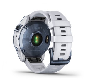 Умные часы Garmin Fenix 7 Sapphire Solar титановый синий минерал DLC с белым ремешком, фото 10