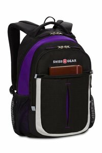 Рюкзак Swissgear, чёрный/фиолетовый/серебристый, 32х15х45 см, 22 л, фото 3