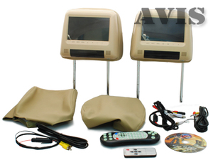 Комплект подголовников с DVD и мониторами 7 дюймов Avel AVS0733T + AVS0734BM (Бежевый), фото 4