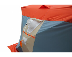 Палатка рыбака Митек Нельма Куб 3 Люкс (оранж-беж/сероголубой) с полом на 4 лунки, фото 2