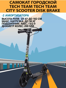 Самокат Tech Team City Scooter Disk Brake Green, фото 1