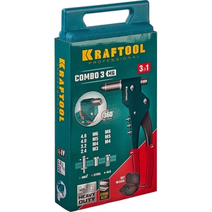 Поворотный заклепочник KRAFTOOL Combo3-M6 360°, комбинированный, в кейсе, 3 вида заклёпок, фото 12