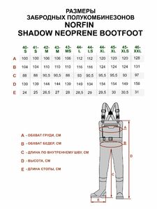 Полукомбинезон забродный Norfin SHADOW NEOPRENE BOOTFOOT р.44-L с сапогами резина, фото 2
