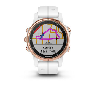 GPS-часы Garmin Fenix 5S Plus Sapphire розовое золото с белым ремешком, фото 3