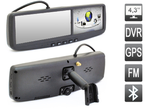 Зеркало заднего вида со встроенным видеорегистратором и GPS навигатором AVEL AVS0490BM, фото 1